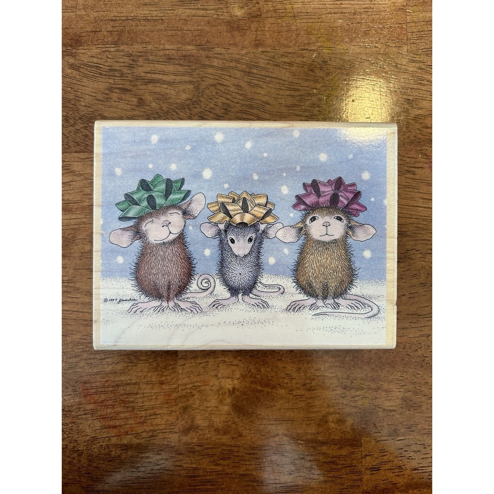 1997 Stampabilities WRAPPED & READY HMOR1006 House Mouse WM VTG Rubber Stamp